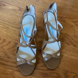 Jimmy Choo Like New came brown leather cutout heel